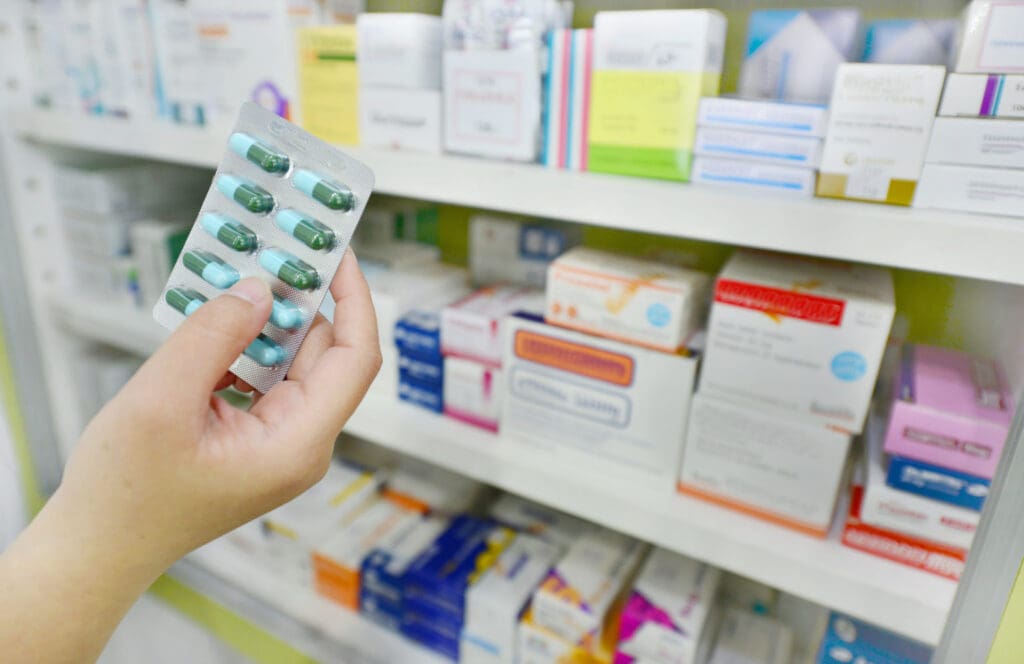 sheet of medicine in a pharmacy